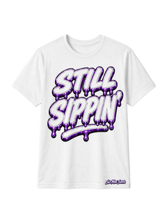 Still Sippin' Tee - Purple & White
