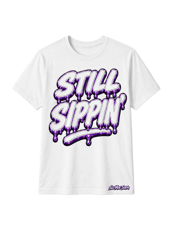 Still Sippin' Tee - Purple & White